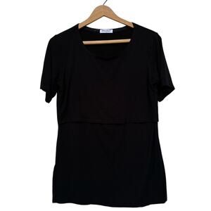 Bearsland Maternity Nursing Black Short Sleeve Tee Medium